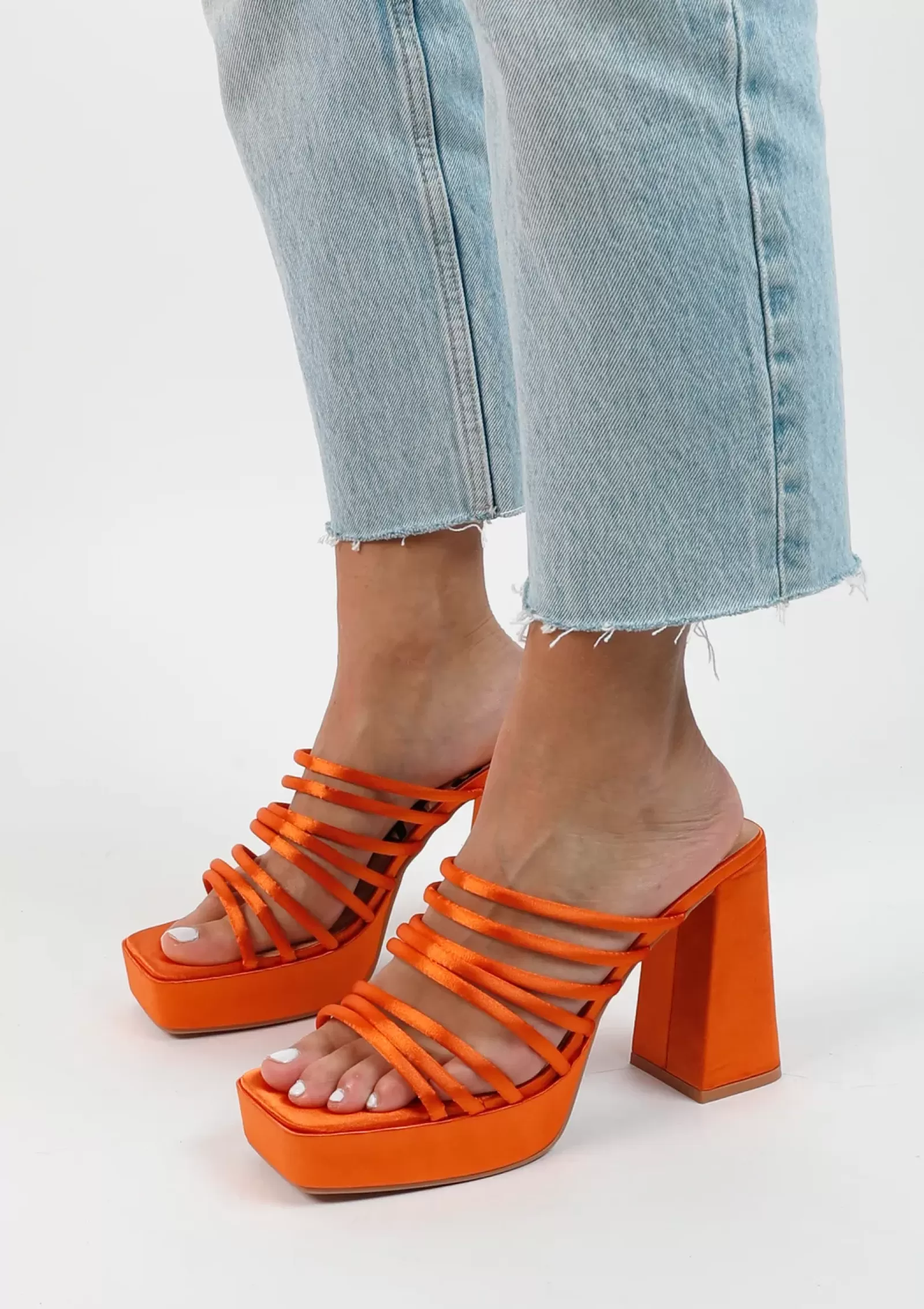 Femmes Sacha Sandales<Sandales Satin Avec Plateau - Orange