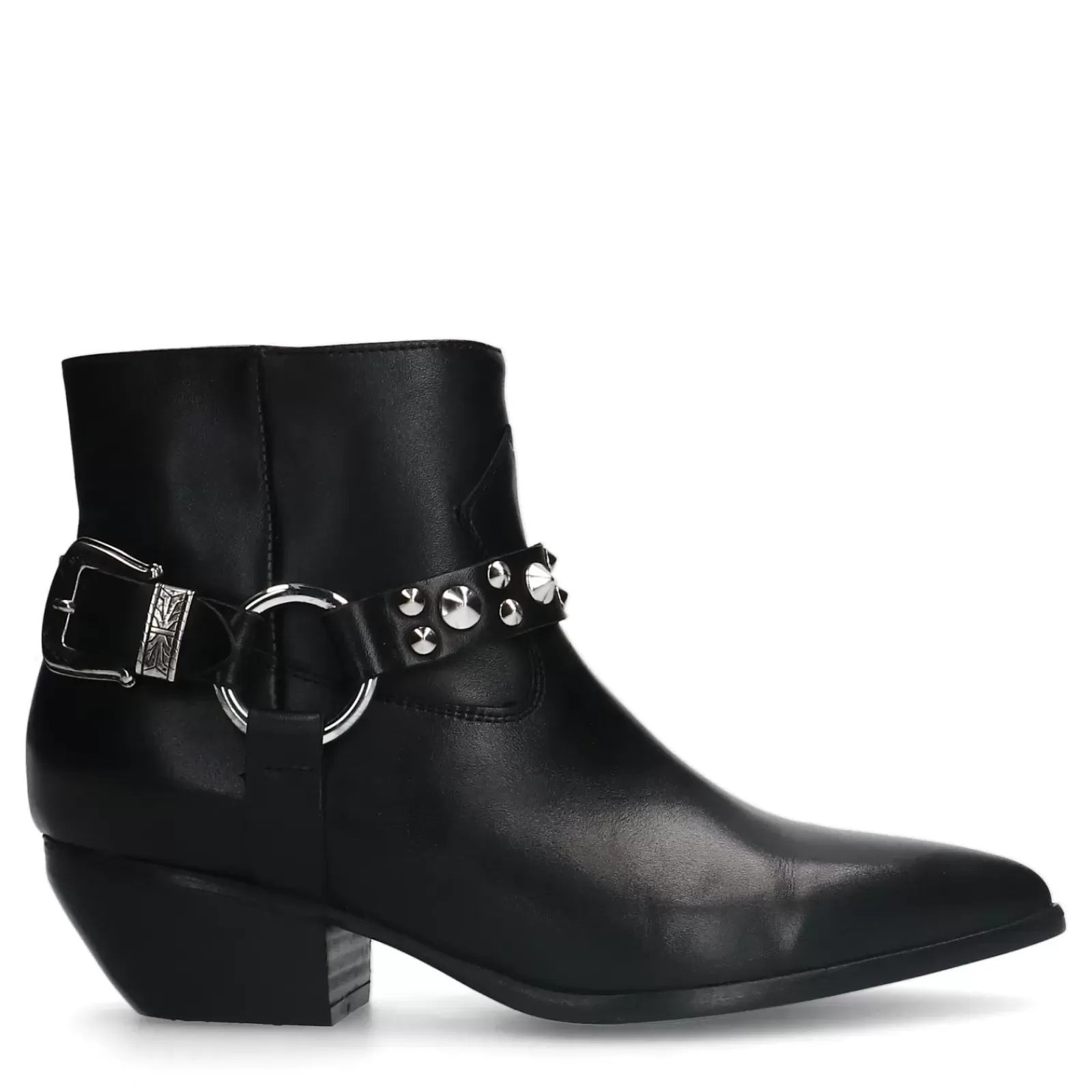 Femmes Sacha Bottines<Santiags En Cuir Avec Boucle - Noir