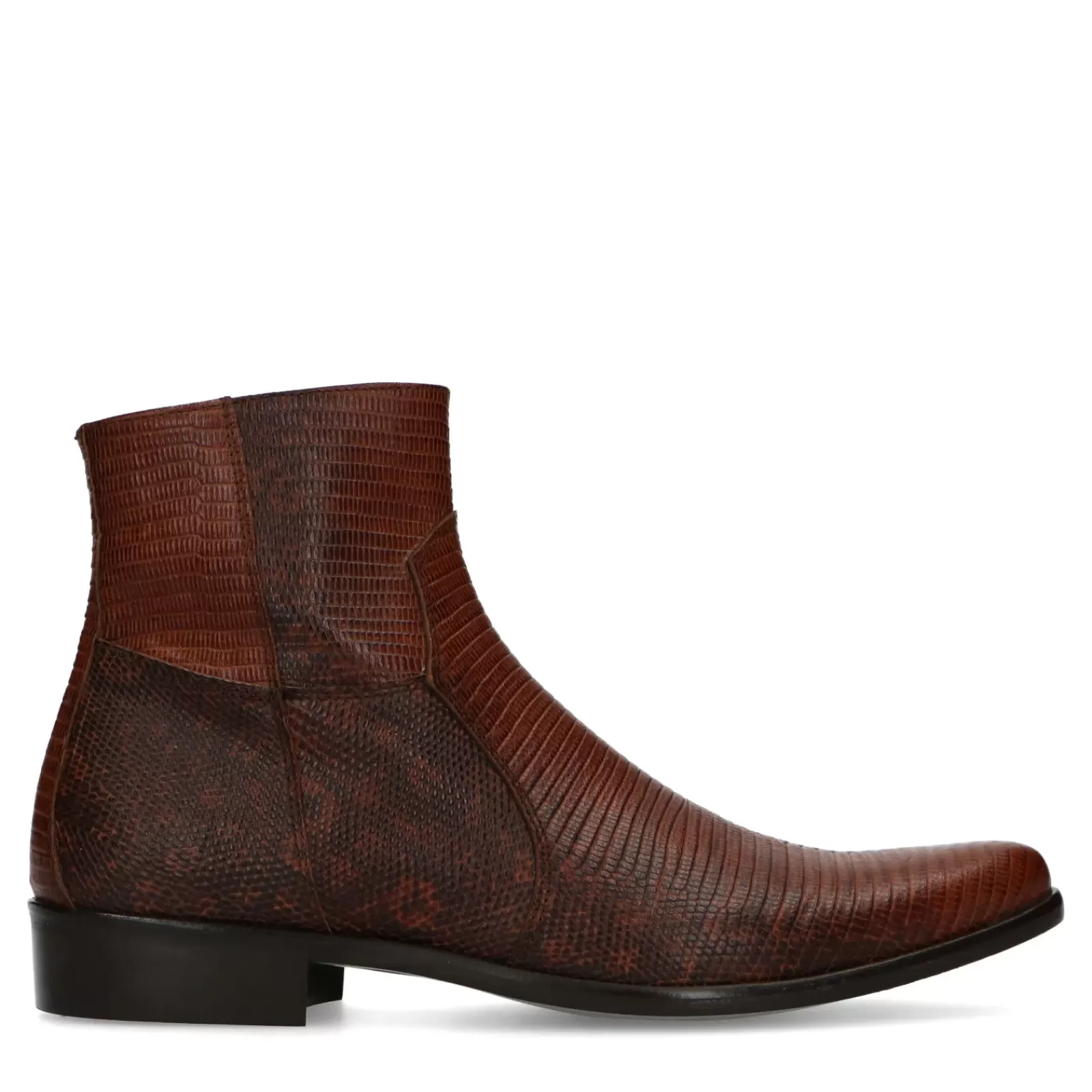 Hommes Sacha Bottes<Santiags En Cuir Avec Imprime Serpent - Marron