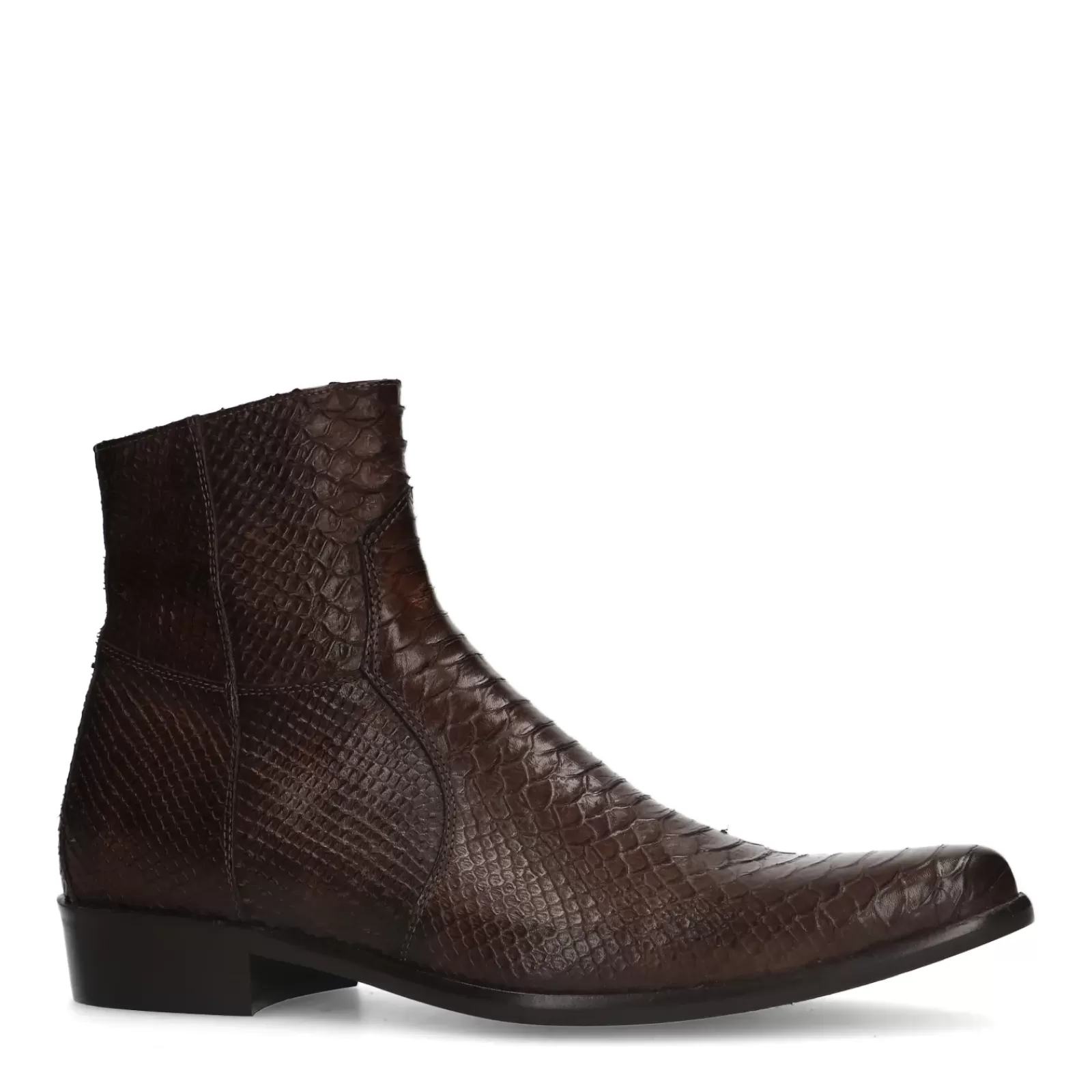 Hommes Sacha Bottes<Santiags En Cuir Avec Imprime Serpent - Marron Fonce